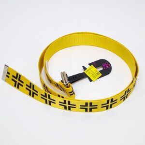 No Boundaries Geometric Print D-Ring Web Belt S/M/L Adjustable Black Yellow NWT